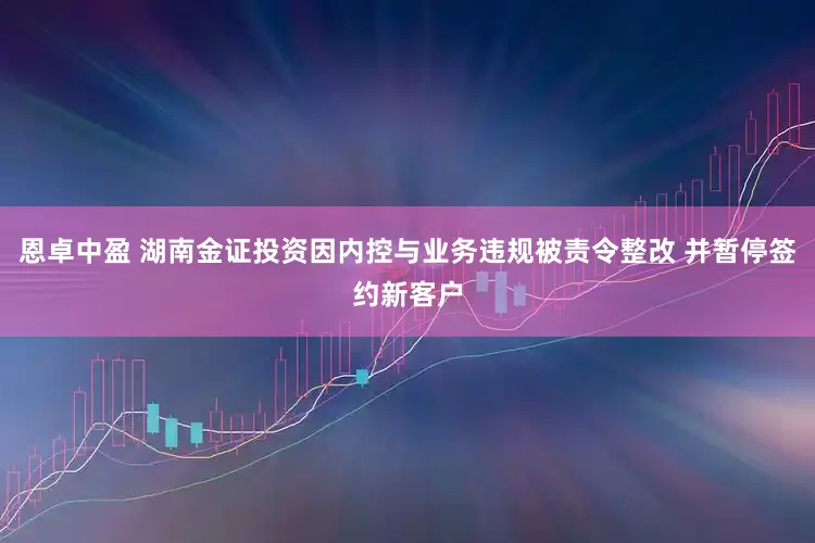 恩卓中盈 湖南金证投资因内控与业务违规被责令整改 并暂停签约新客户