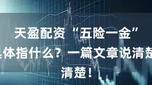 天盈配资 “五险一金”具体指什么？一篇文章说清楚！